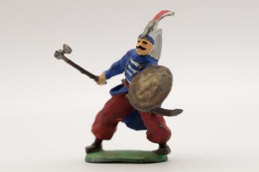 Turk fighting with hammer and round shield Janissary